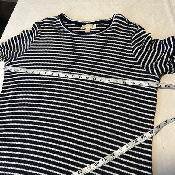Michael Michael Kors Striped Ribbed Knit Sweater Dress Navy Blue White Womens 2X - Picture 6 of 9